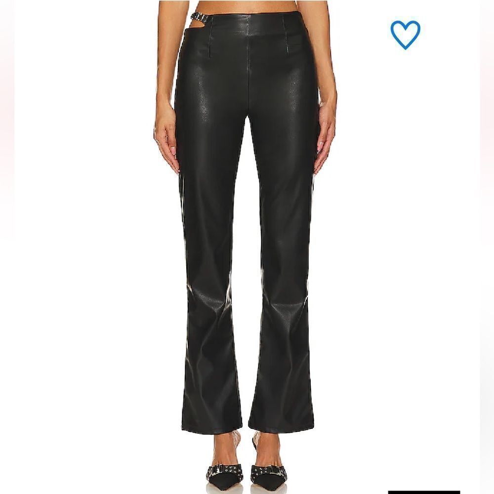 NWT Superdown kaitlyn faux leather pants black flares cut out Revolve L